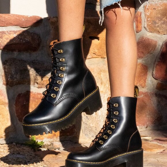 Dr. Martens Shoes - NWOB Dr. Martens Women's Black Leather Leona Vintage Smooth Combat Boot  Size 10